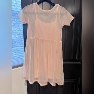 Blush Pink Sheer Overlay Summer Dress